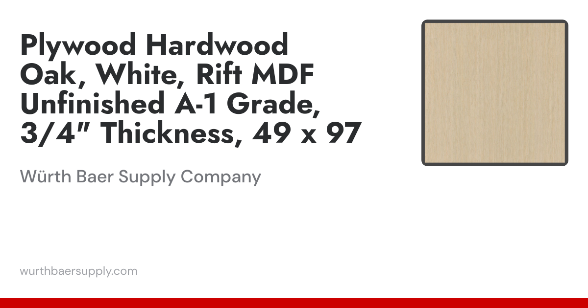 Plywood Hardwood Oak, White, Rift MDF Unfinished A-1 Grade, 3/4 ...