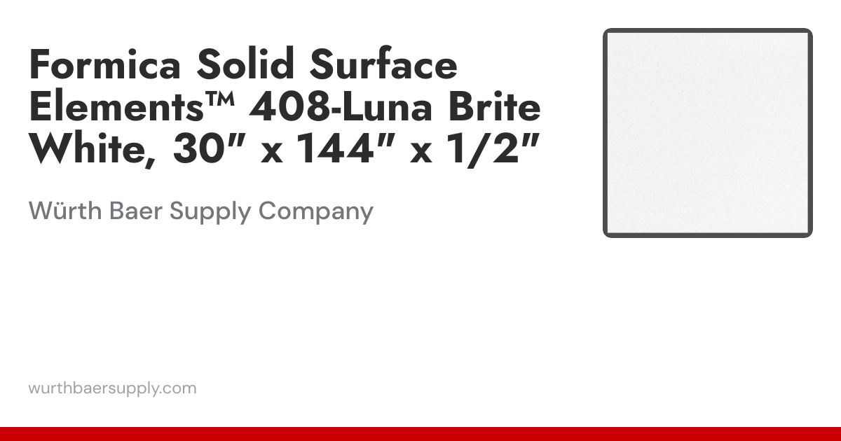 Formica Solid Surface Elements™ 408-Luna Brite White, 30