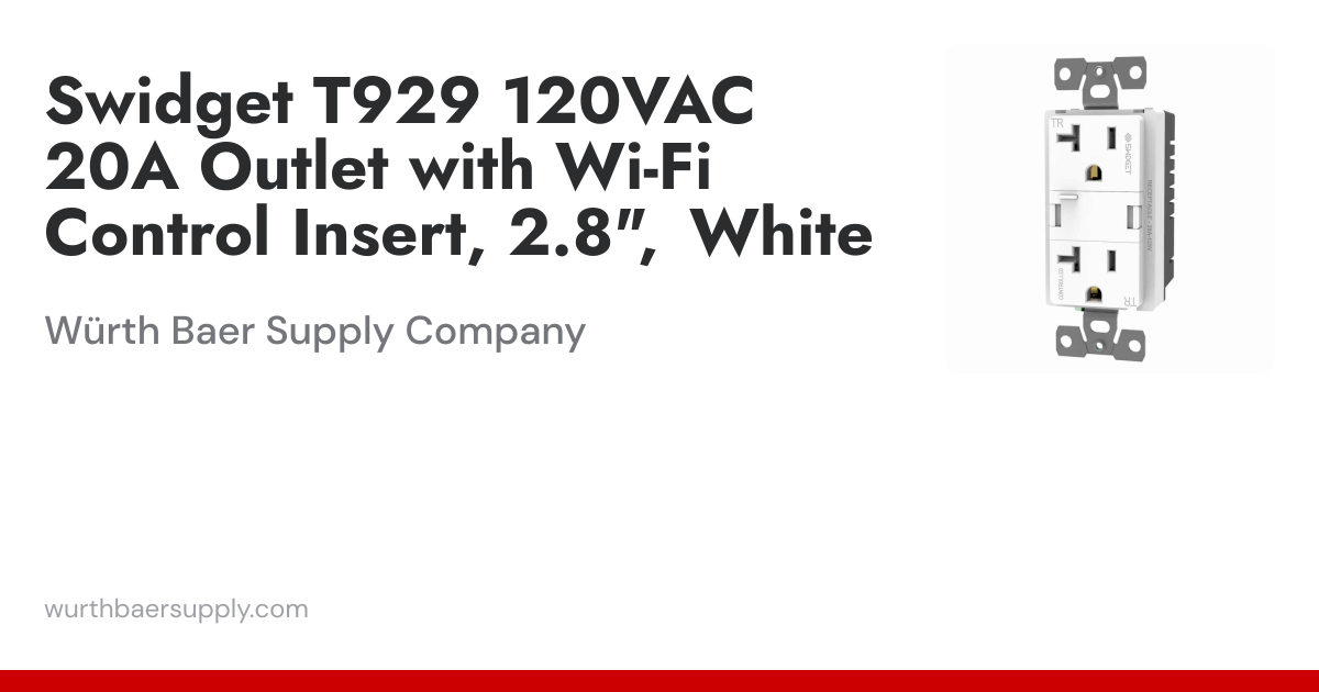 Swidget T929 120VAC 20A Outlet with Wi-Fi Control Insert, 2.8