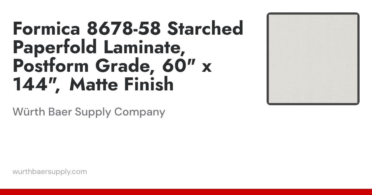 Formica 8678-58 Starched Paperfold Laminate Postform Grade, 60