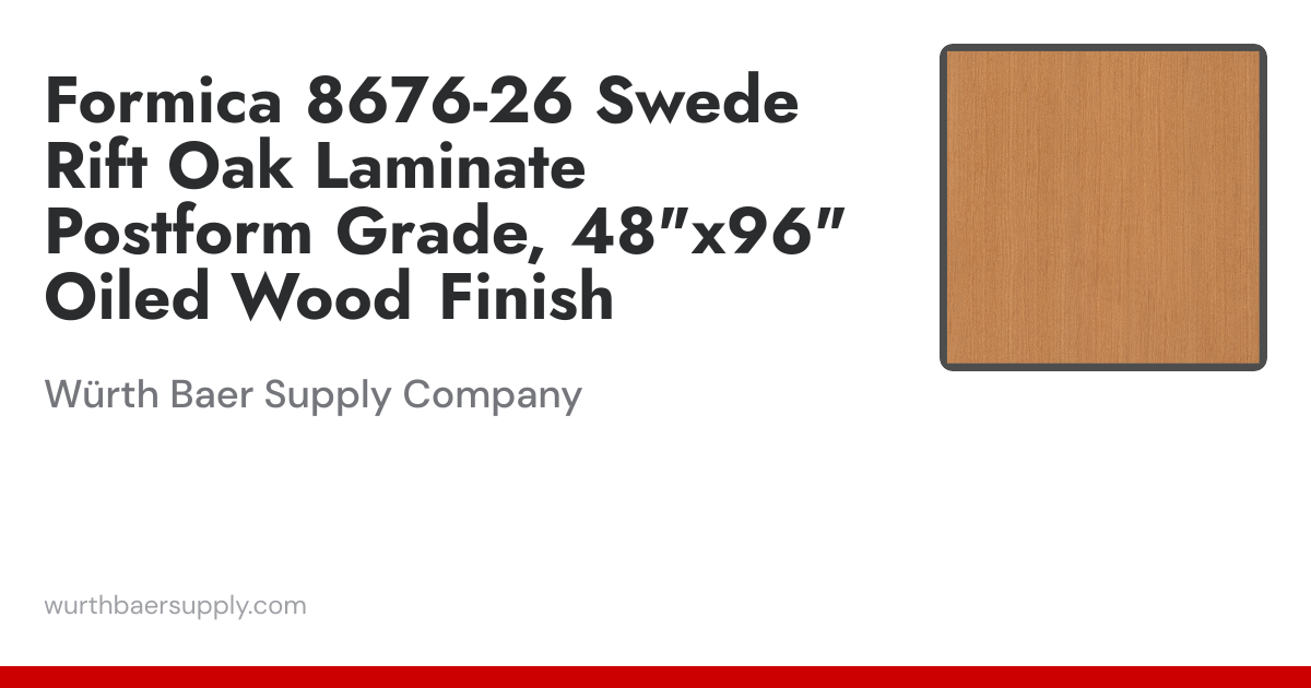 Formica 8676-26 Swede Rift Oak Laminate Postform Grade, 48