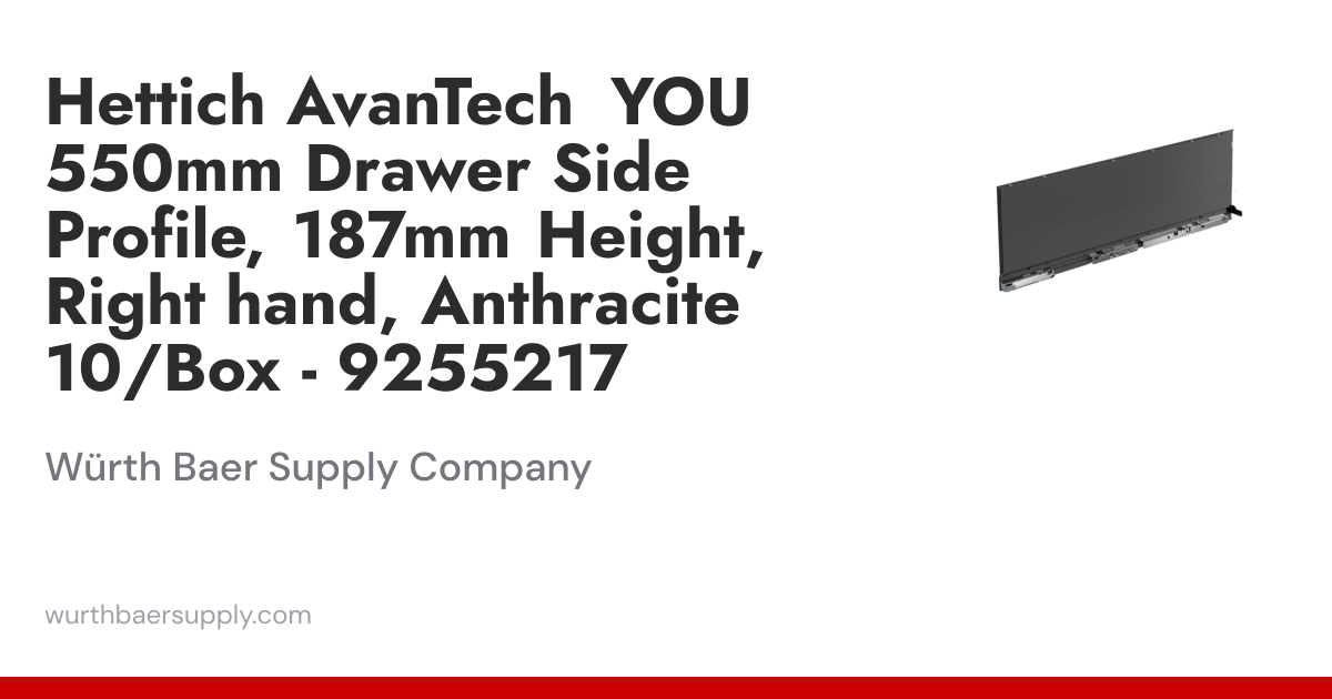 AvanTech YOU Right Hand Drawer Side Profile, 187mm Drawer Height ...