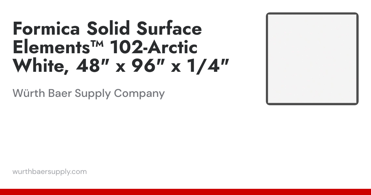 Formica Solid Surface Elements™ 102-Arctic White, 48
