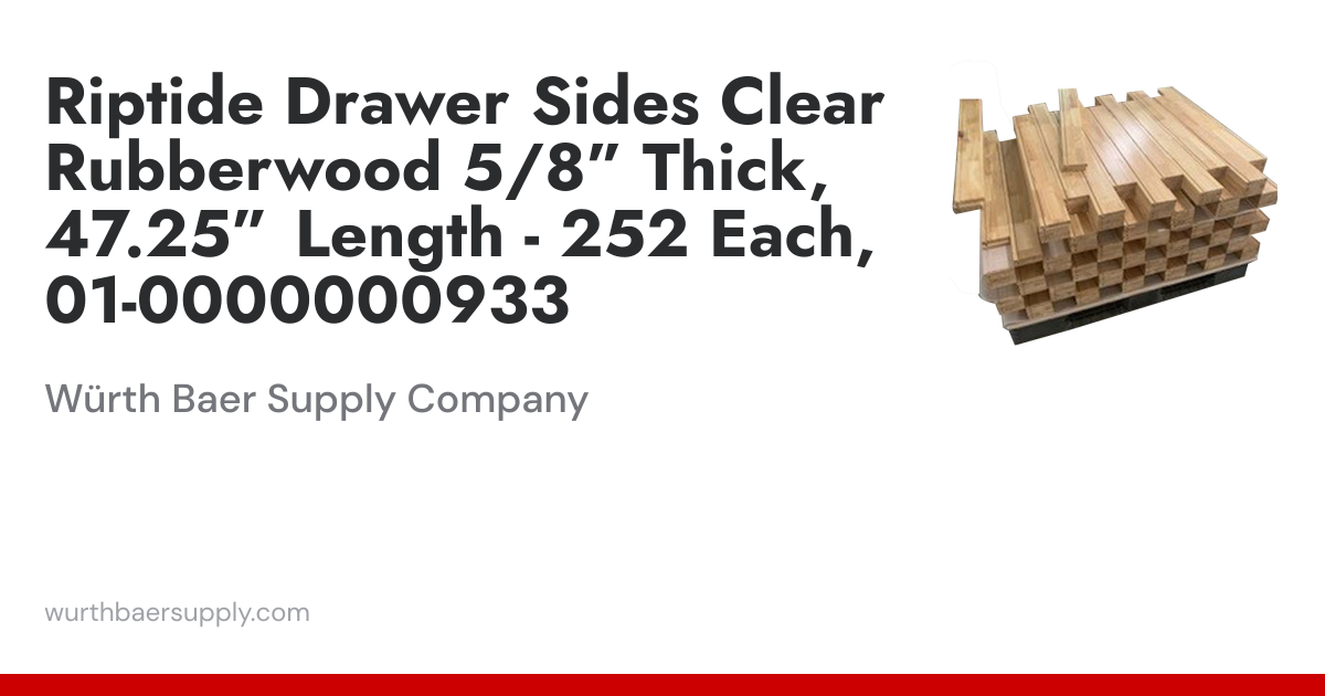 Riptide Drawer Sides Clear Rubberwood 5/8” Thick, 47.25” Length - 252 ...