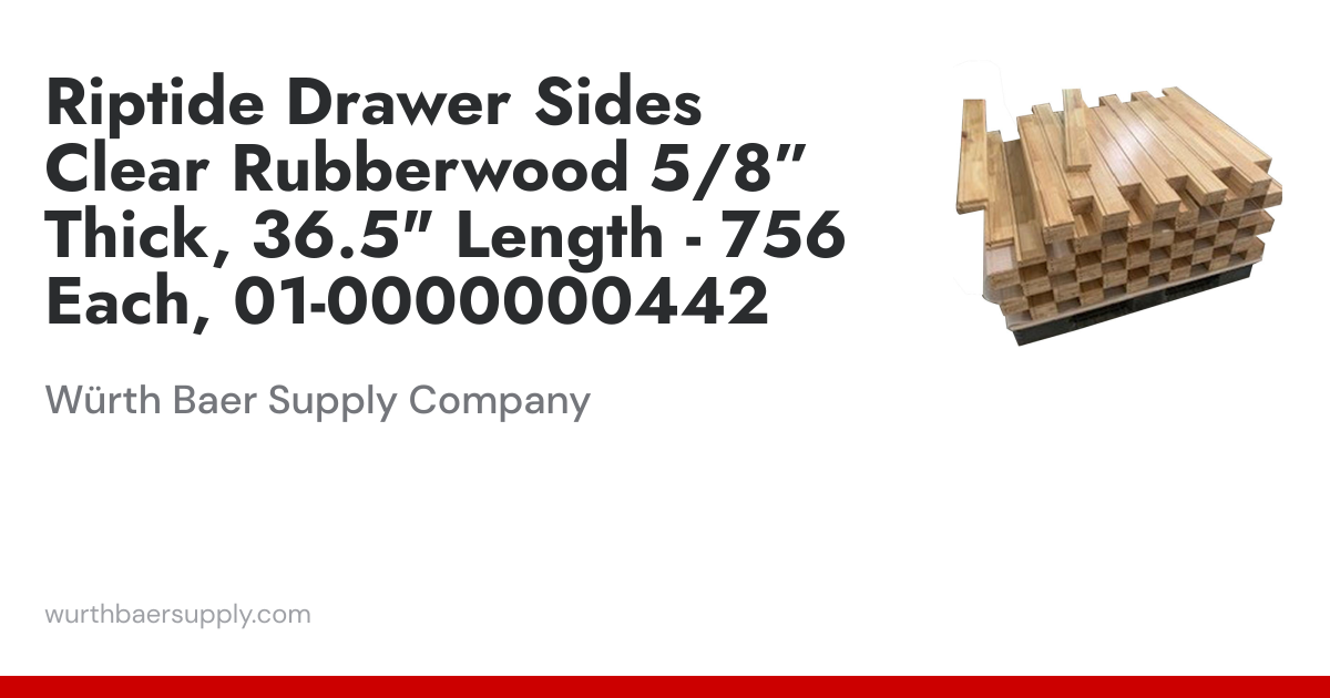 Riptide Drawer Sides Clear Rubberwood 5/8” Thick, 36.5