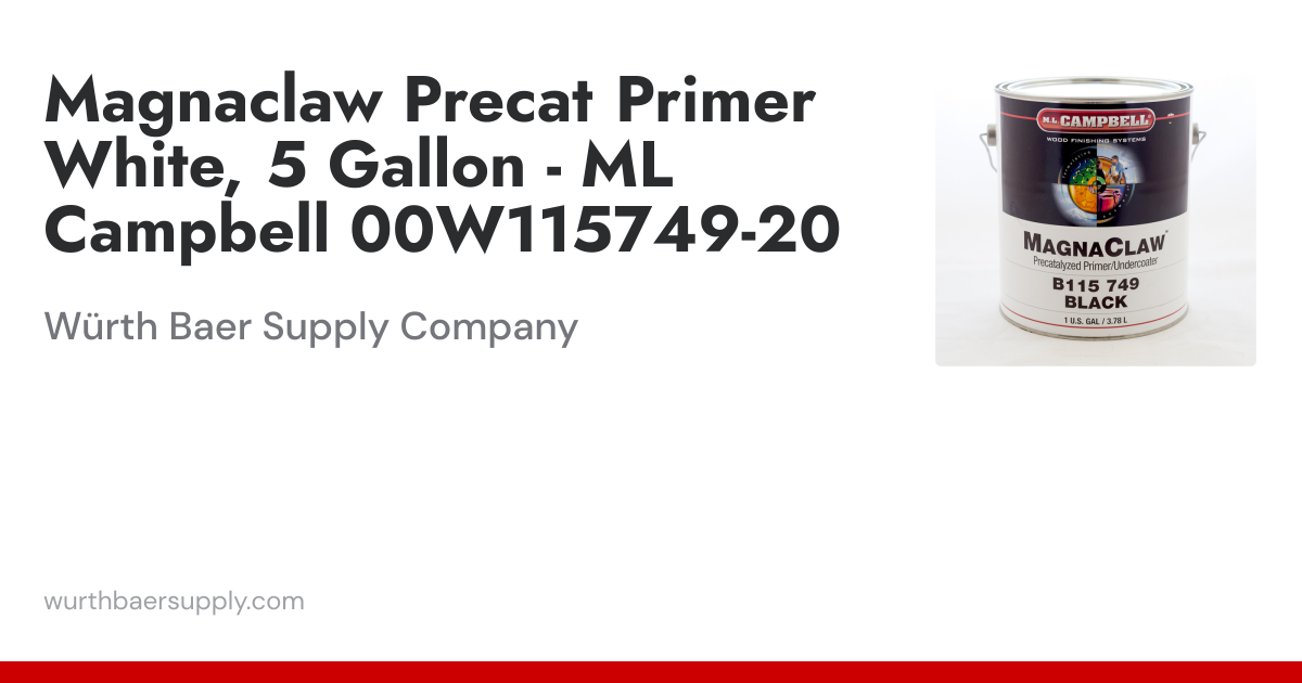 Magnaclaw Precat Primer White, 5 Gallon - ML Campbell 00W115749-20 ...