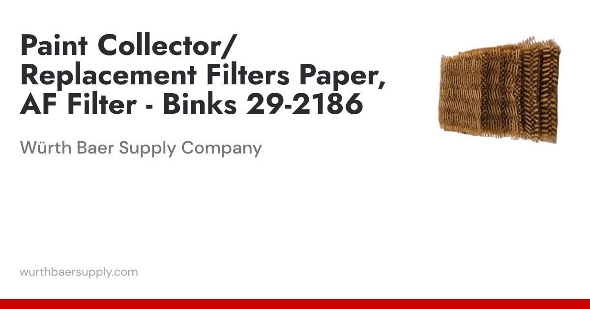 Paint Collector/ Replacement Filters Paper, AF Filter - Binks 29-2186 ...