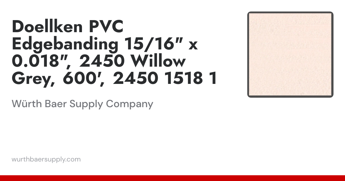 PVC Edgebanding, Color 2450 Willow Gray, 0.018