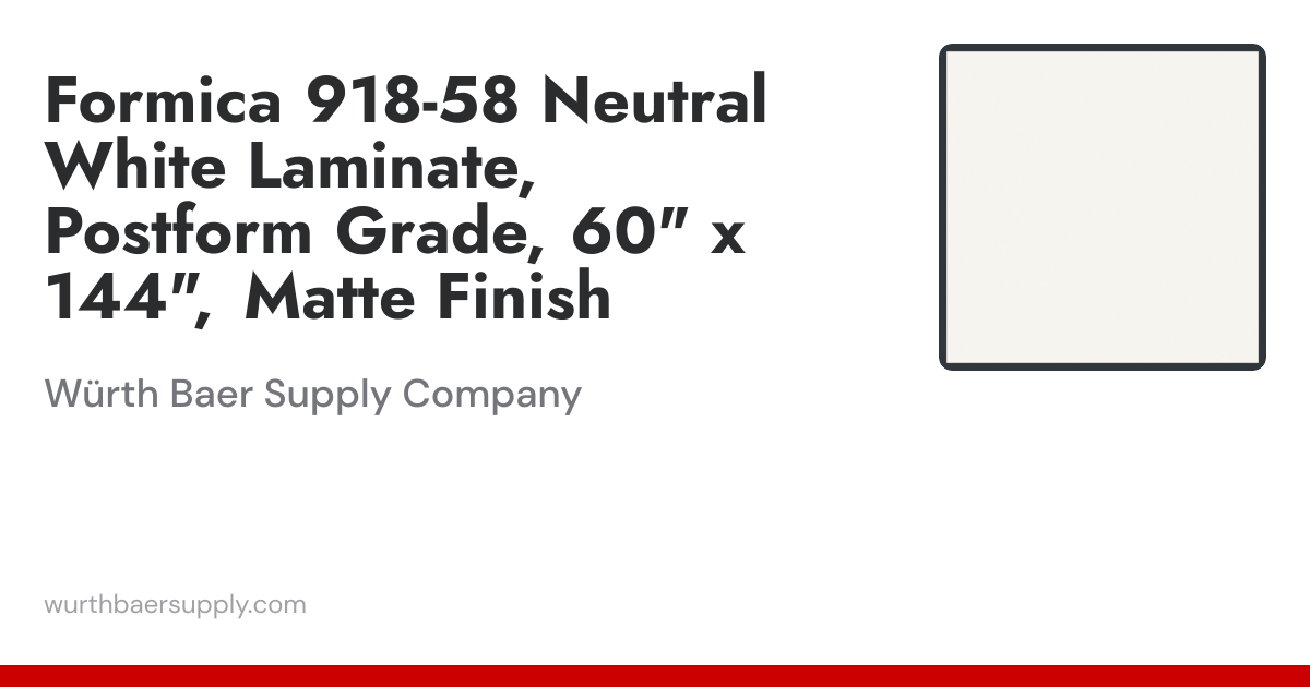 Formica 918-58 Neutral White Laminate Postform Grade, 60