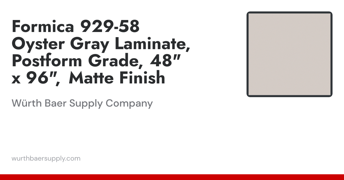 Formica 929-58 Oyster Gray Laminate Postform Grade, 48