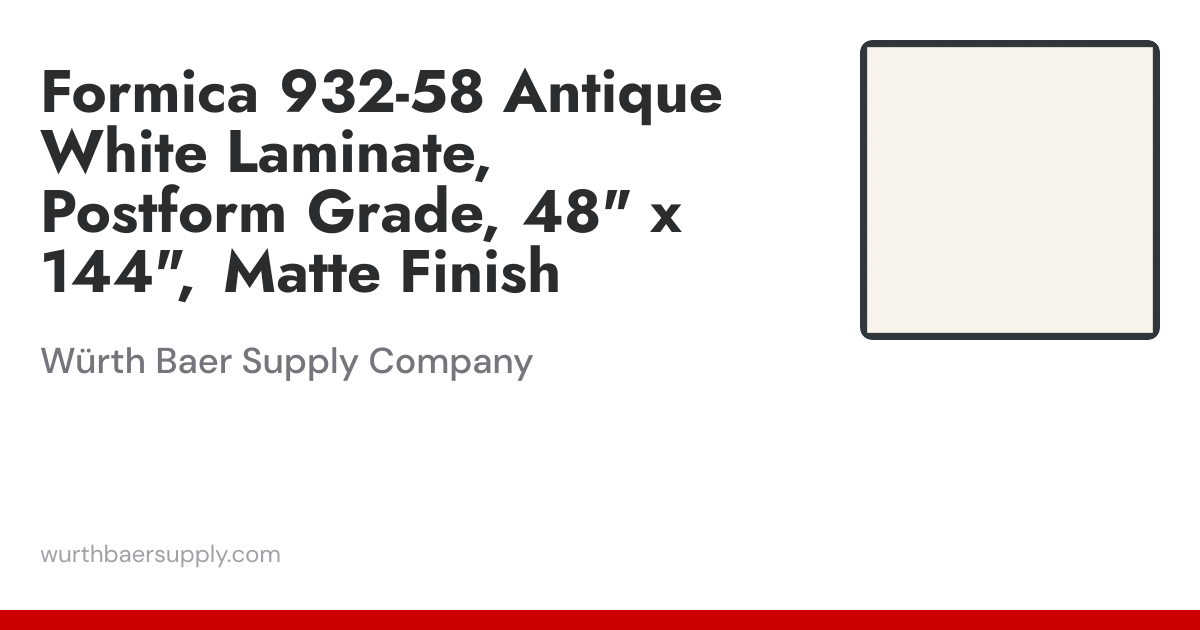 Formica 932-58 Antique White Laminate Postform Grade, 48
