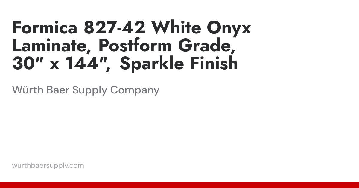 Formica 827-42 White Onyx Laminate Postform Grade, 30