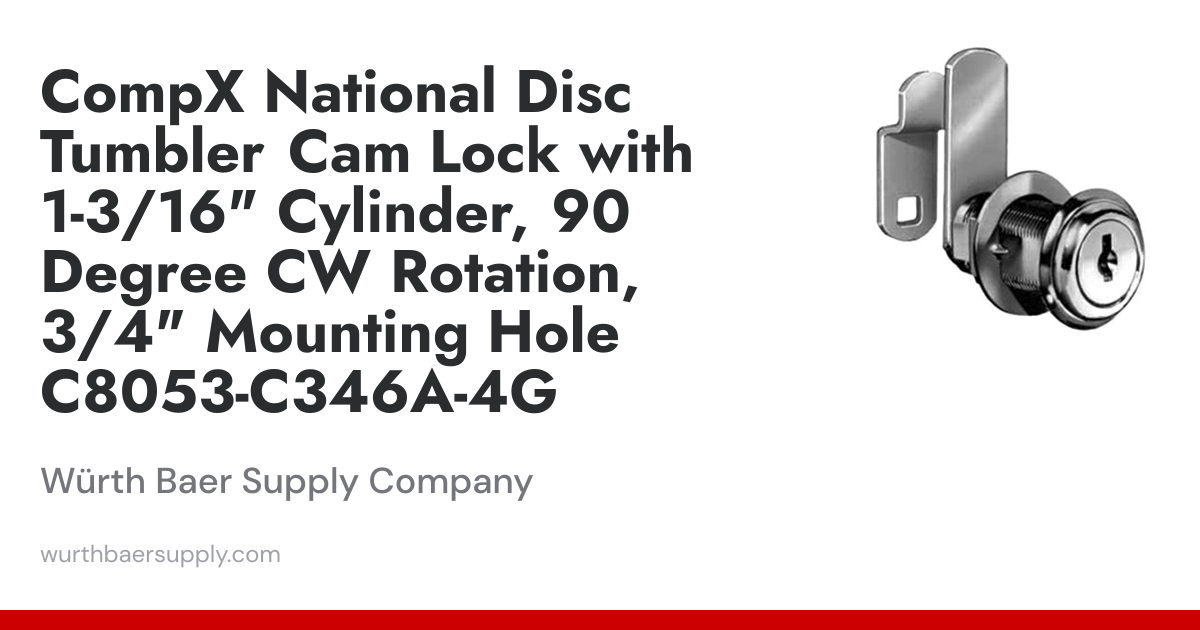 CompX National Disc Tumbler Cam Lock with 1-3/16