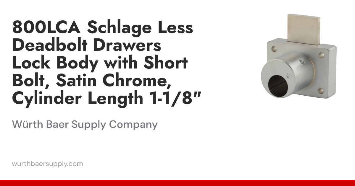 800LCA Schlage Less Deadbolt Drawers Lock Body with Short Bolt, Satin ...