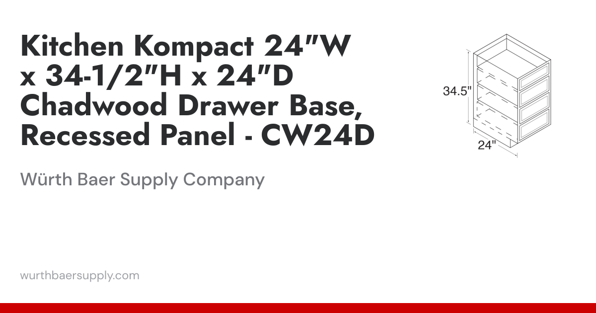Kitchen Kompact 24"W x 34-1/2"H x 24"D Chadwood Drawer Base, Recessed ...