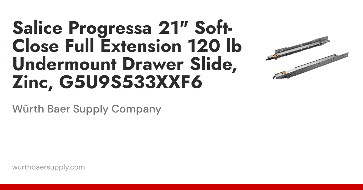 Progressa Undermount Drawer Runner with 120lb Capacity, Full-Extension ...