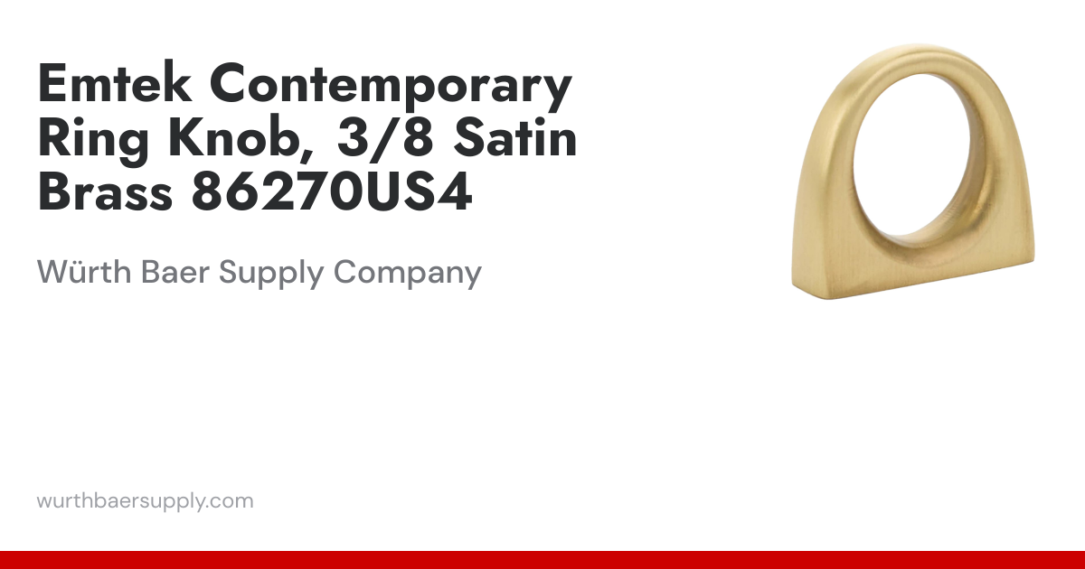 Emtek Contemporary Ring Knob, 3/8 Satin Brass 86270US4 | Würth Baer ...